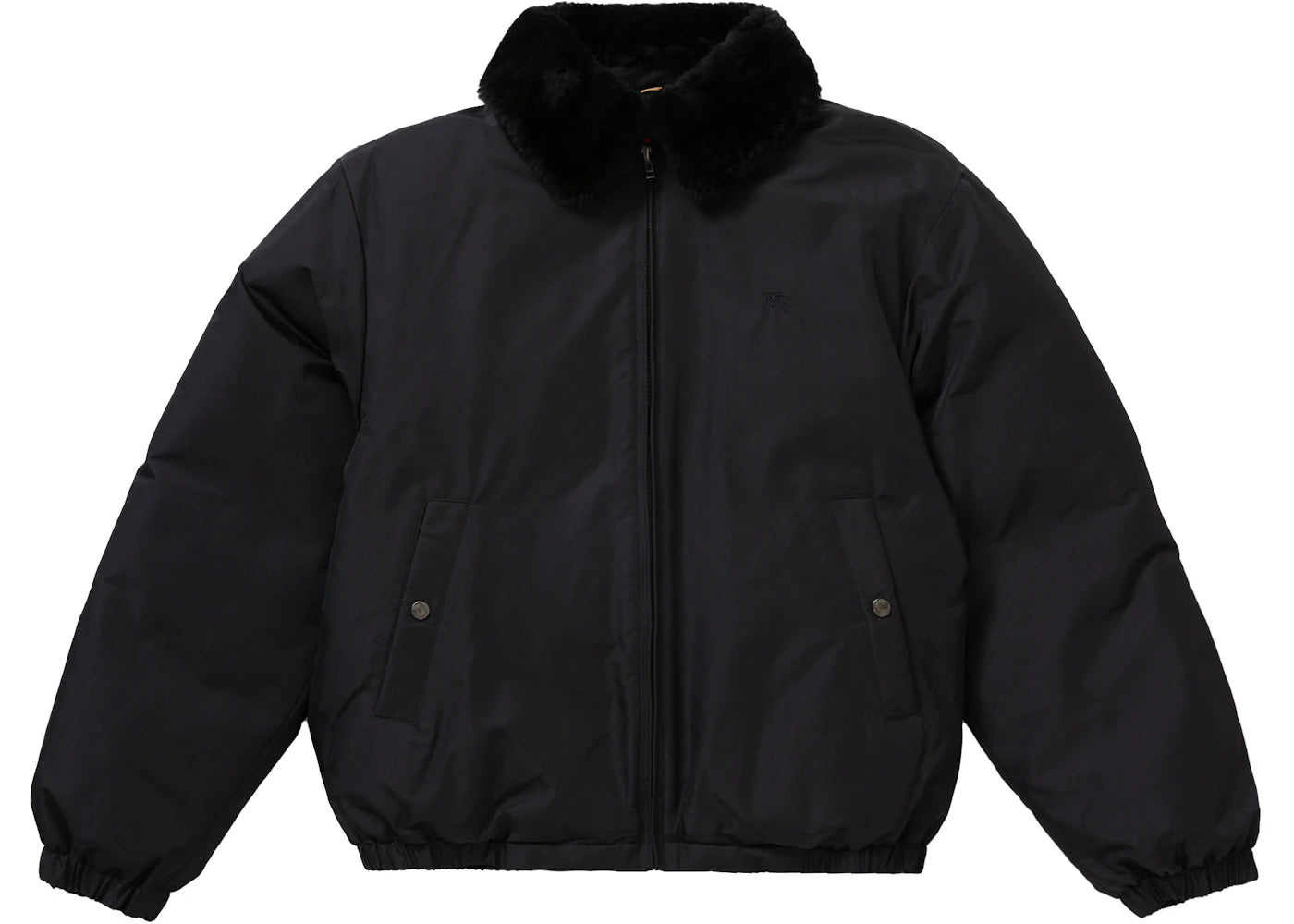 Supreme Burberry Shearling Collar Down Puffer Jacket Black