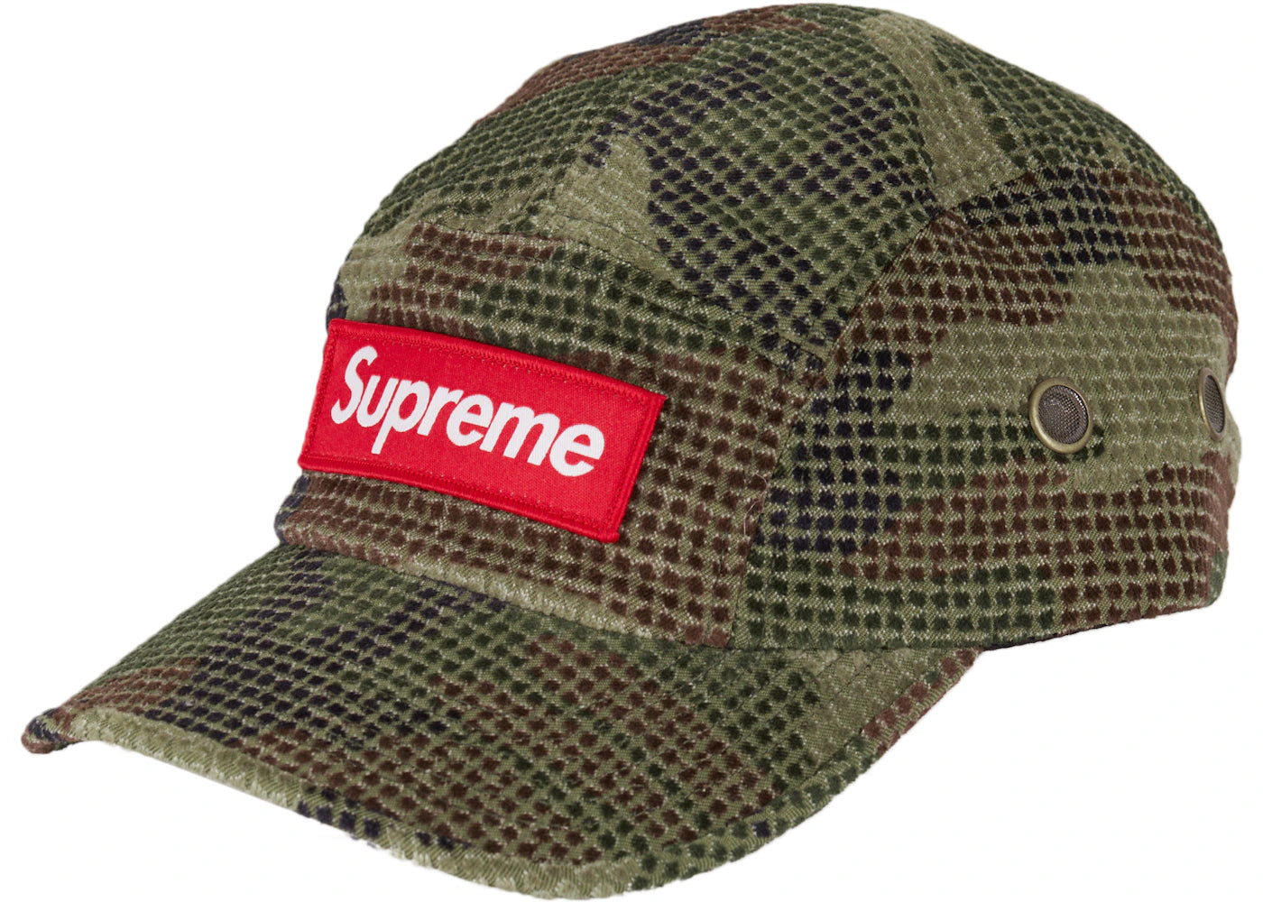 Supreme Camo Grid Velvet Camp Cap Woodland Camo