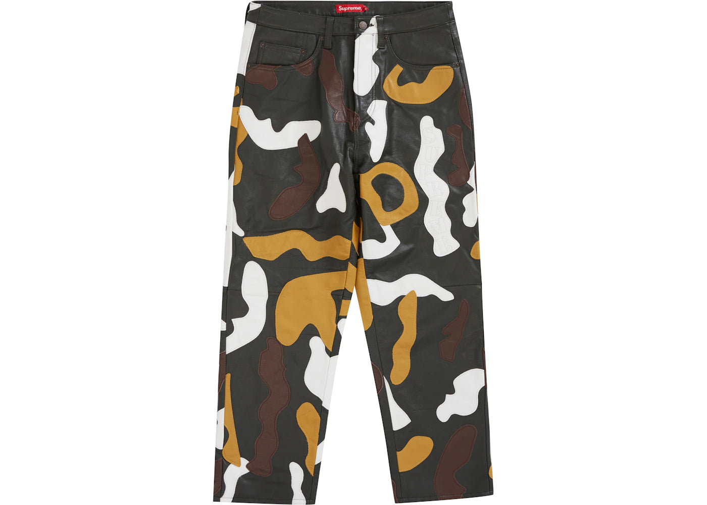 Supreme Camo Leather 5-Pocket Pant Green Camo