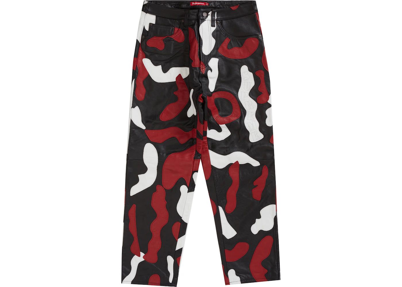 Supreme Camo Leather 5-Pocket Pant Red Camo