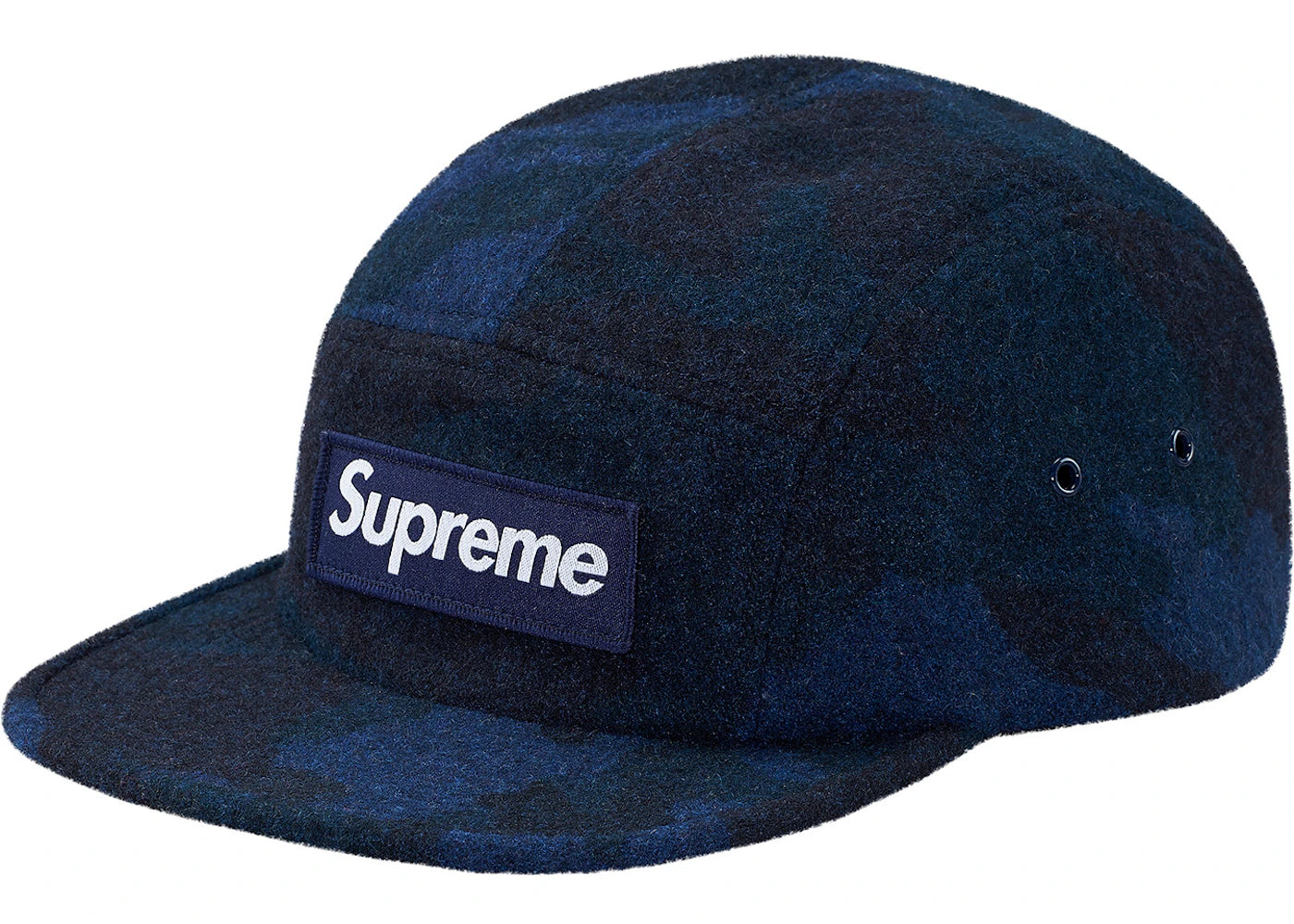 Supreme Camo Wool Camp Cap Navy