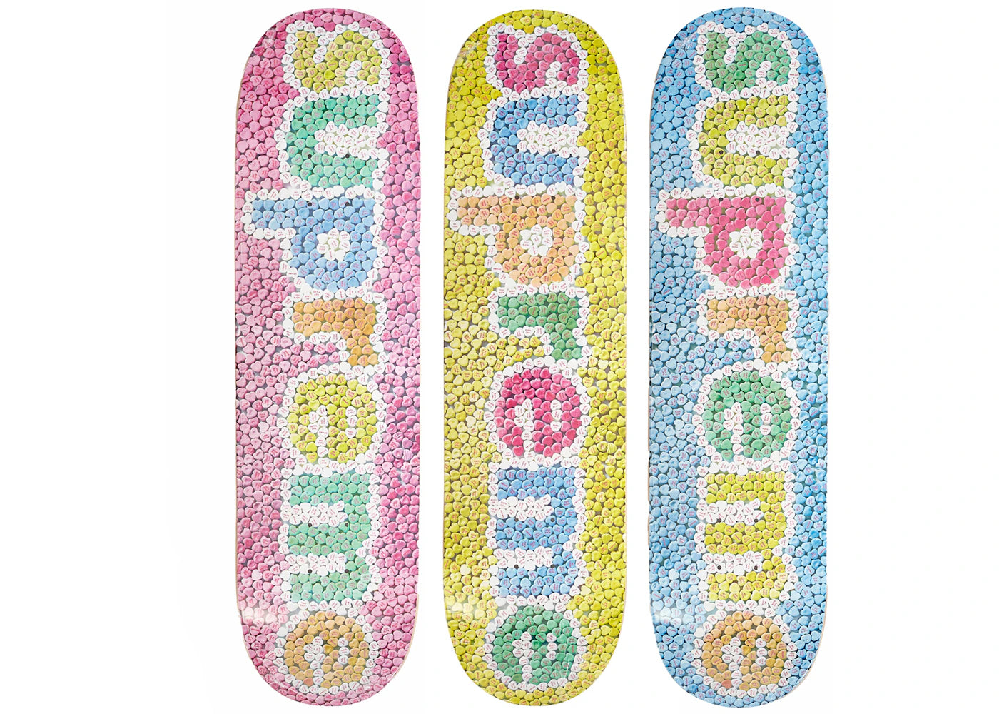 Supreme Candy Hearts Skateboard Deck Set Multicolor