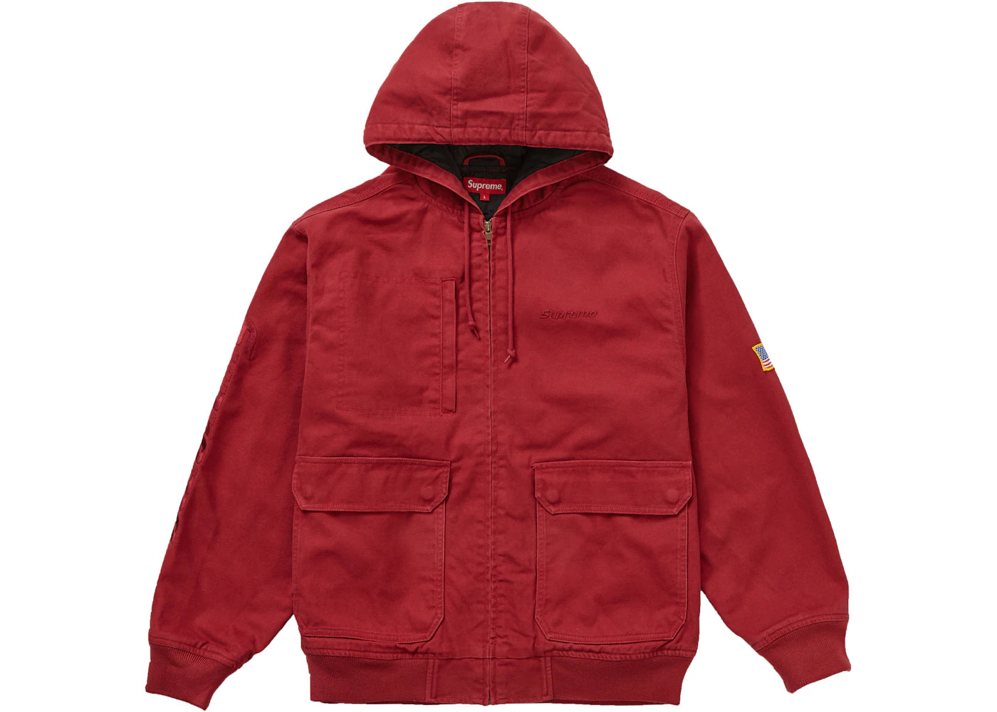 Supreme Canvas Hooded Work Jacket Red