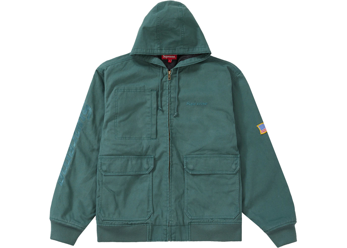 Supreme Canvas Hooded Work Jacket Work Green