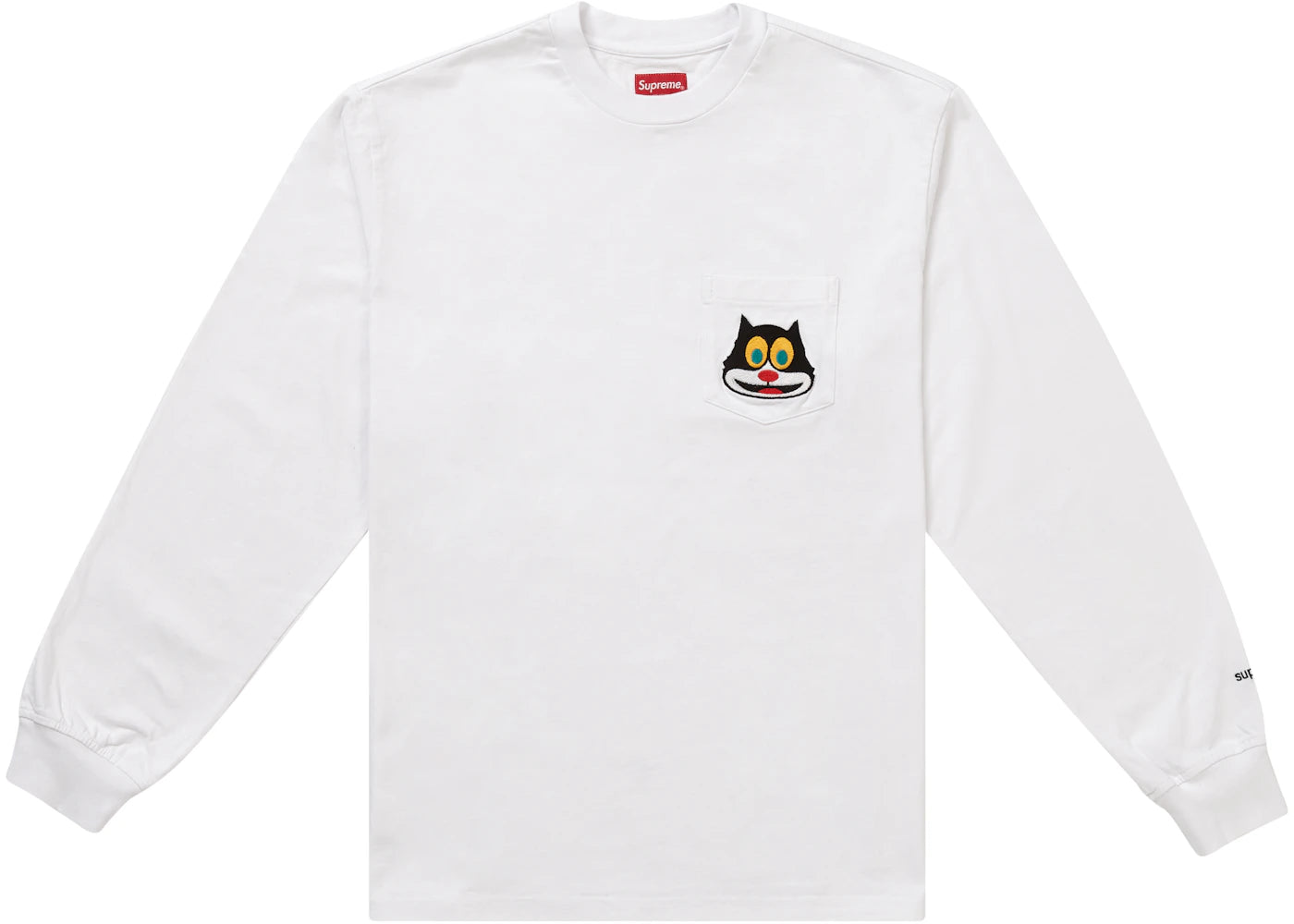 Supreme Cat L/S Pocket Tee White