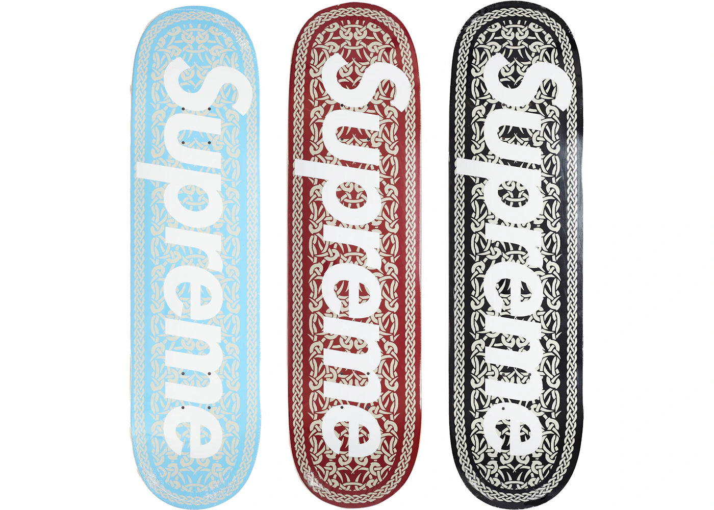 Supreme Celtic Knot Skateboard Deck Set Black/Red/Blue