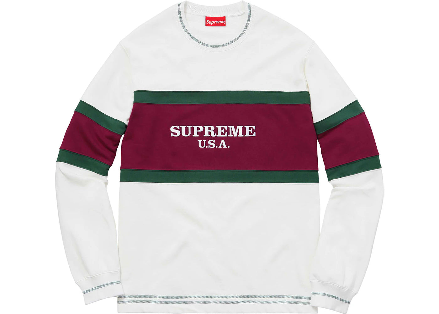 Supreme Center Strip Crewneck White