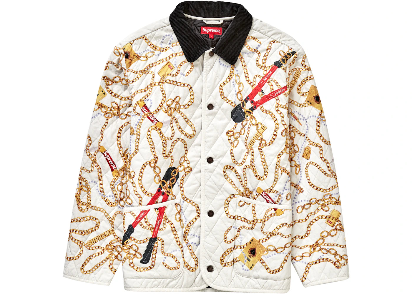 Supreme Chains Quilted Jacket White