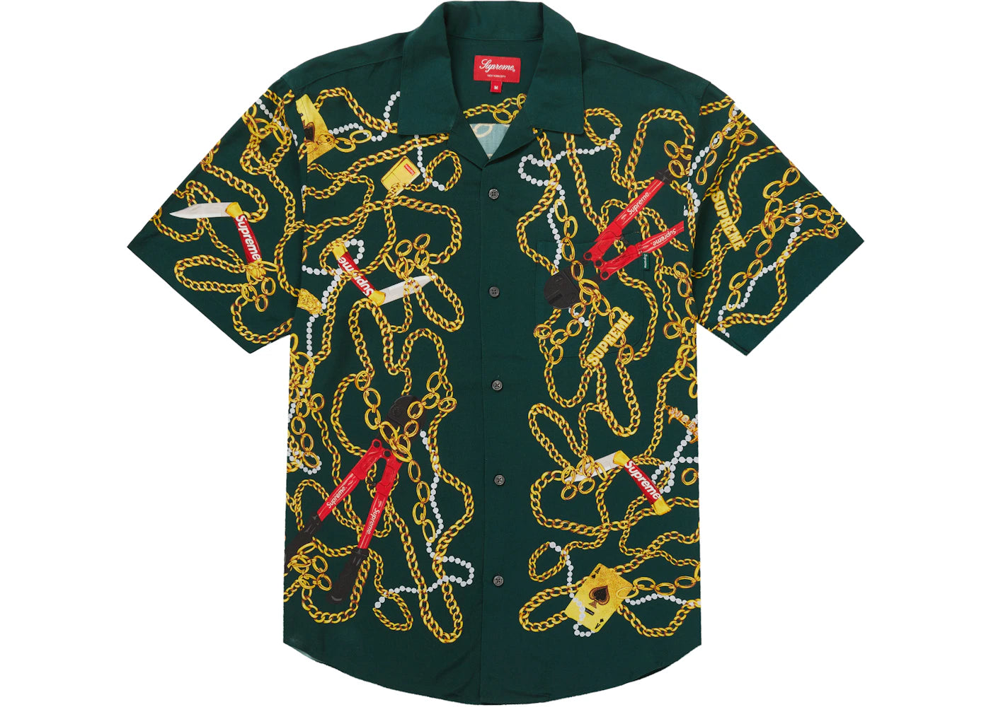 Supreme Chains Rayon S/S Shirt Dark Green