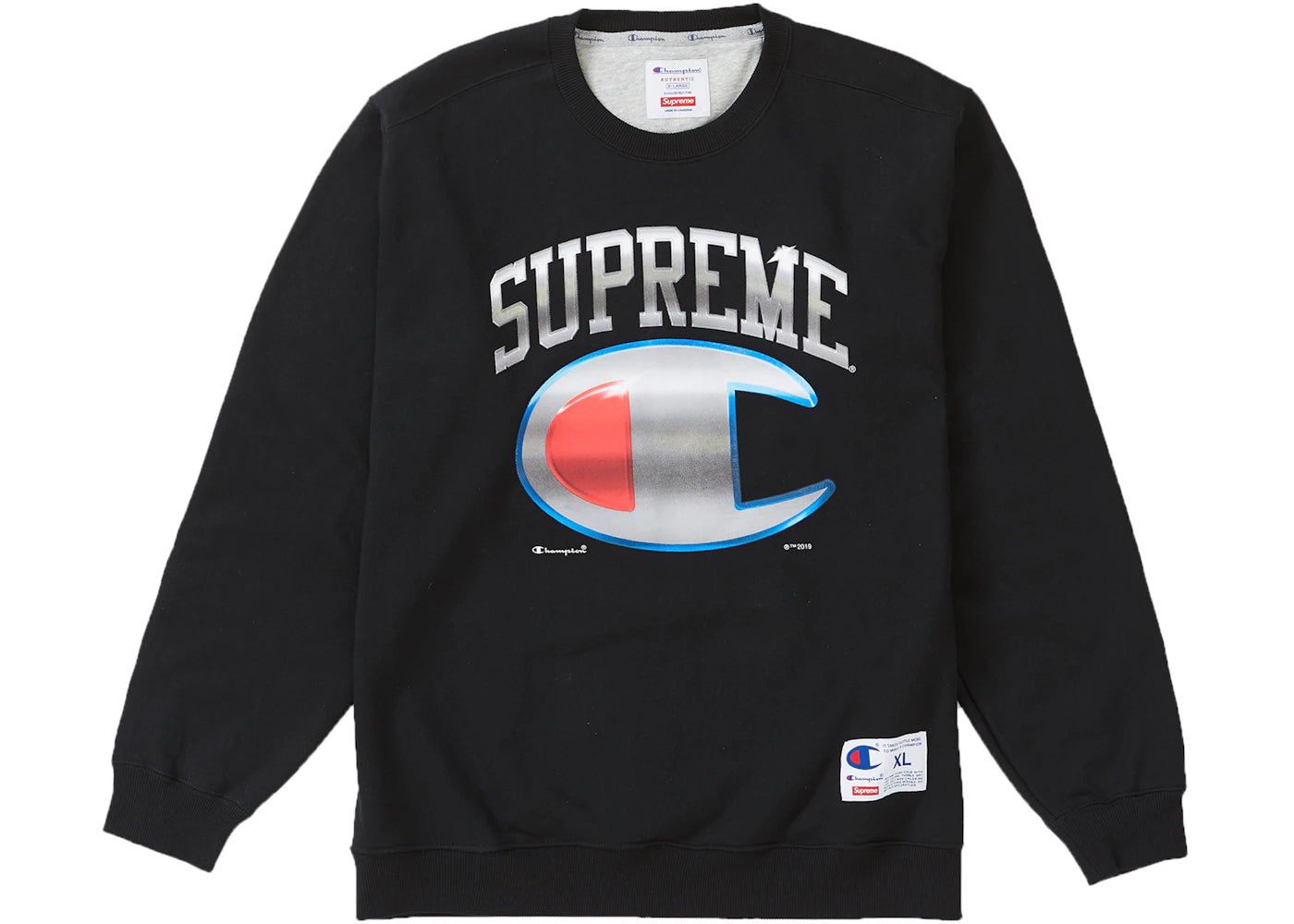 Supreme Champion Chrome Crewneck Black
