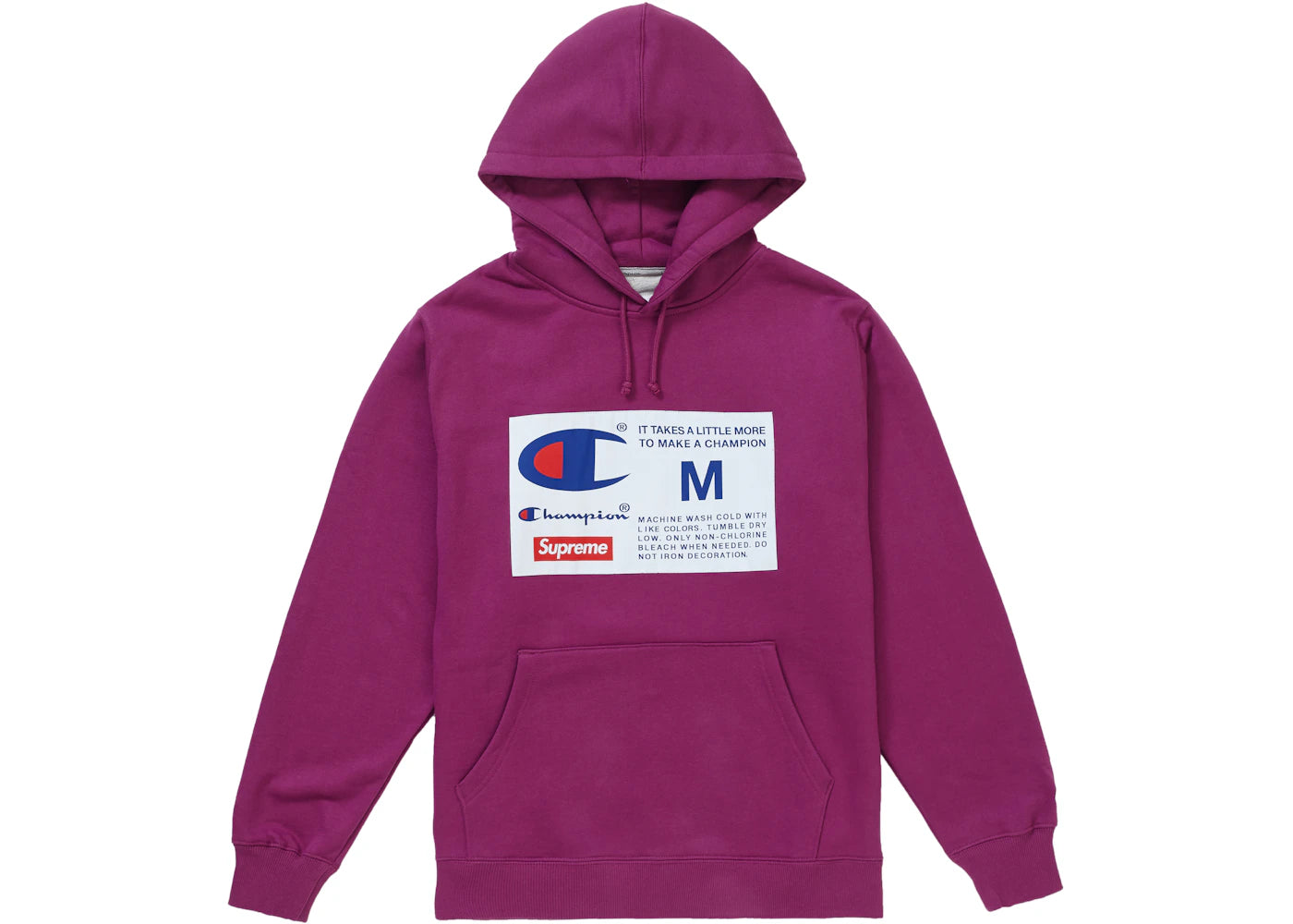 Supreme Champion Label Hooded Sweatshirt Bright Purple