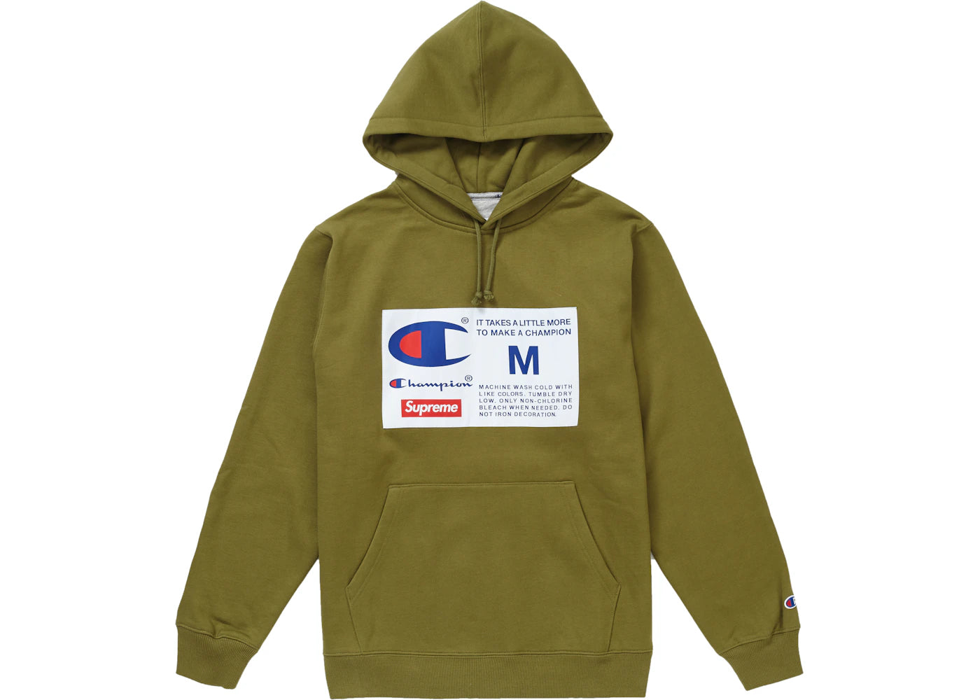 Supreme Champion Label Hooded Sweatshirt Olive