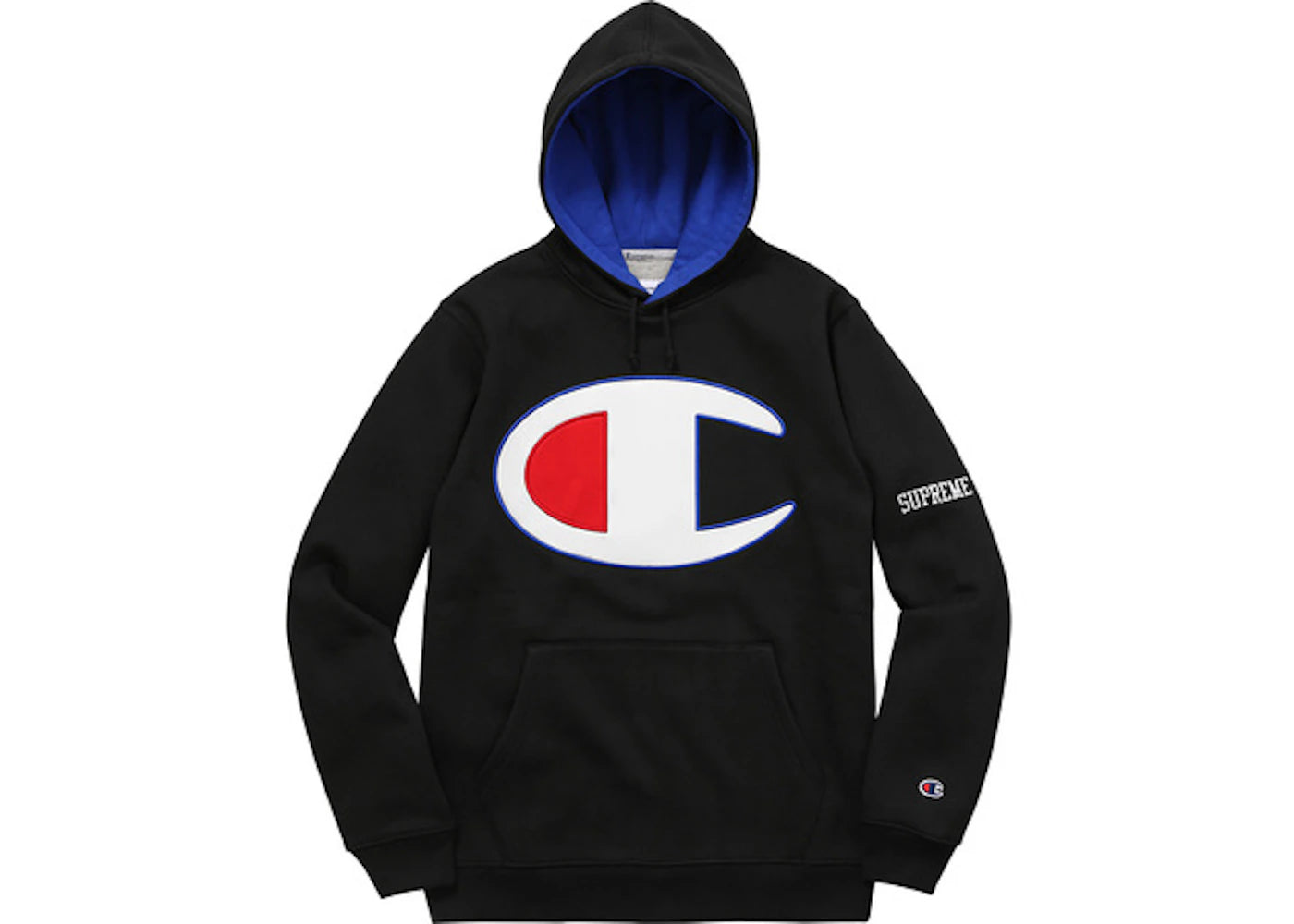 Supreme Champion Satin Logo Hoodie Black