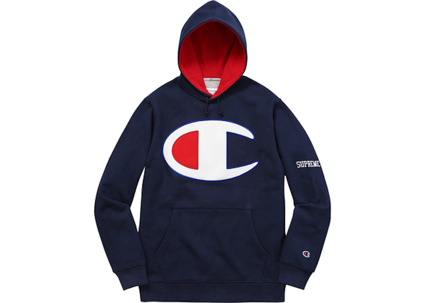 Supreme Champion Satin Logo Hoodie Navy