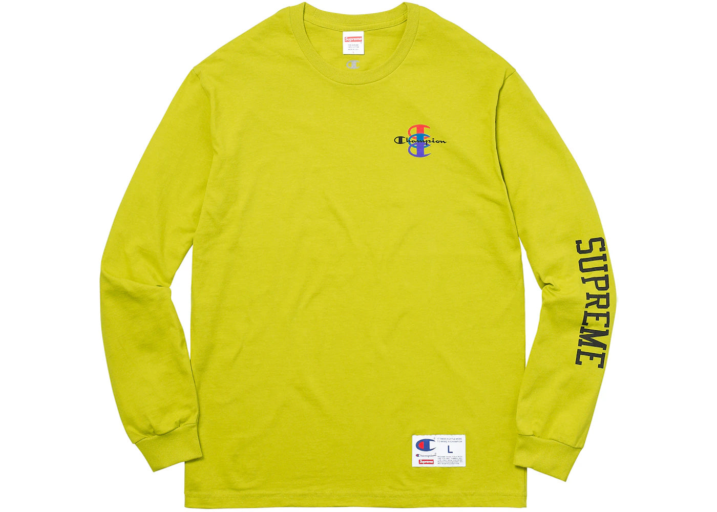 Supreme Champion Stacked C L/S Tee Bright Green