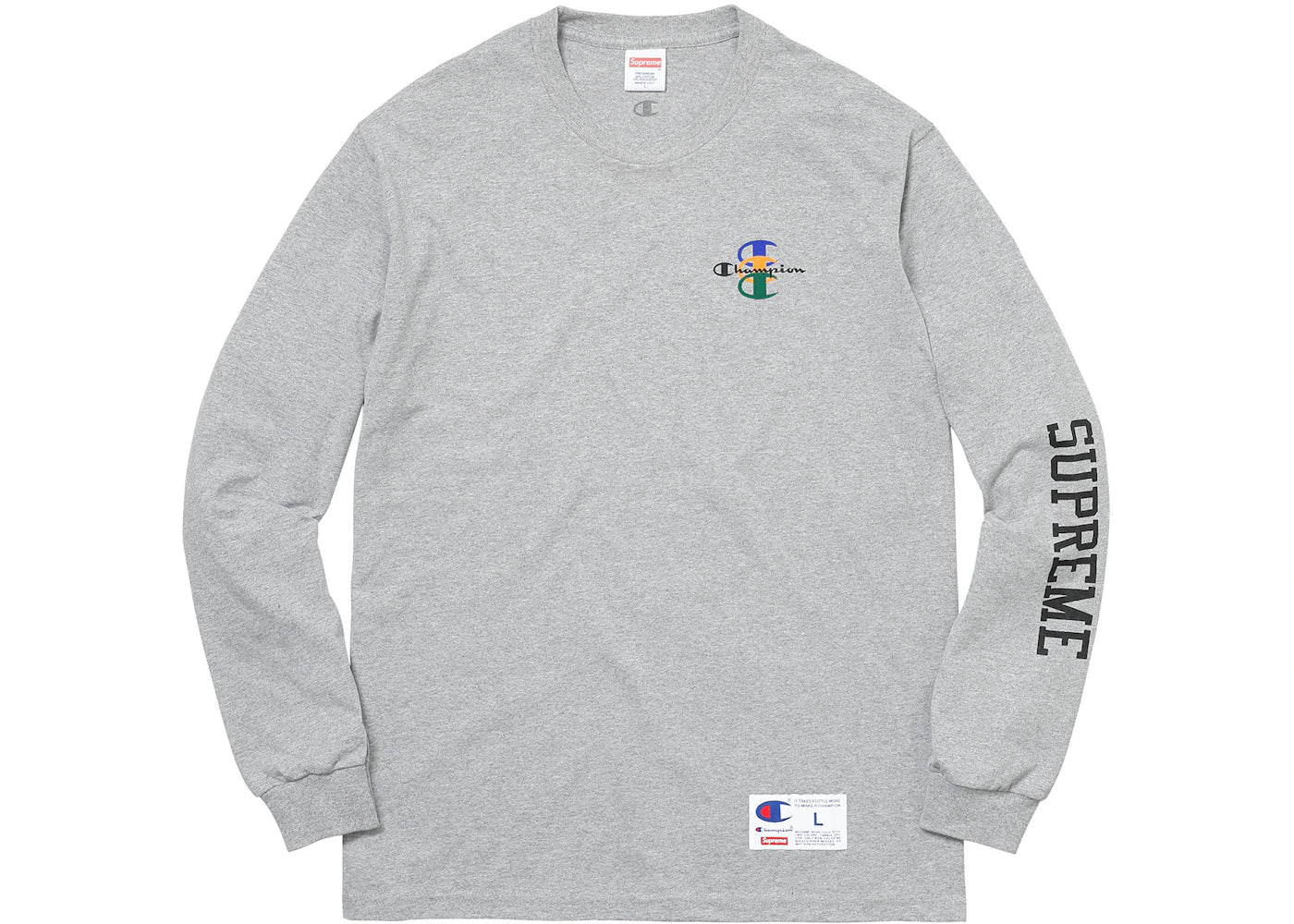 Supreme Champion Stacked C L/S Tee Heather Grey