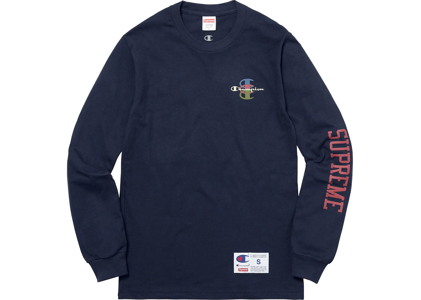 Supreme Champion Stacked C L/S Tee Navy