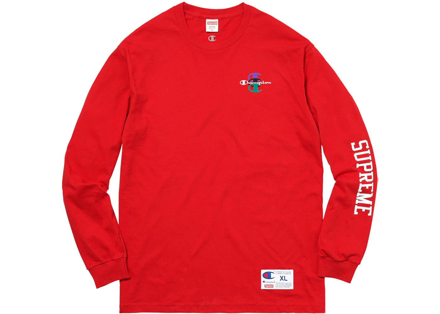 Supreme Champion Stacked C L/S Tee Red