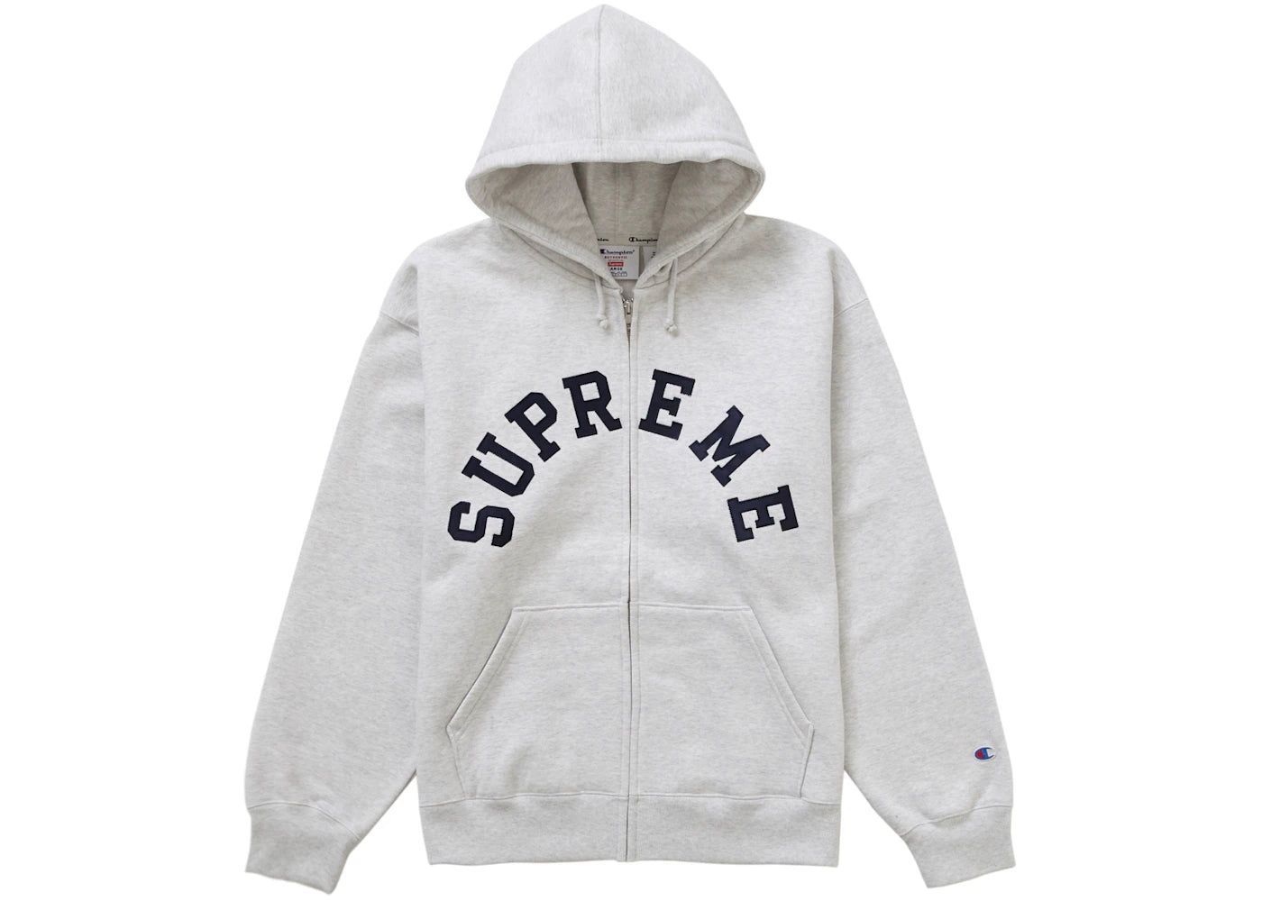 Supreme Champion Zip Up Hooded Sweatshirt Ash Grey