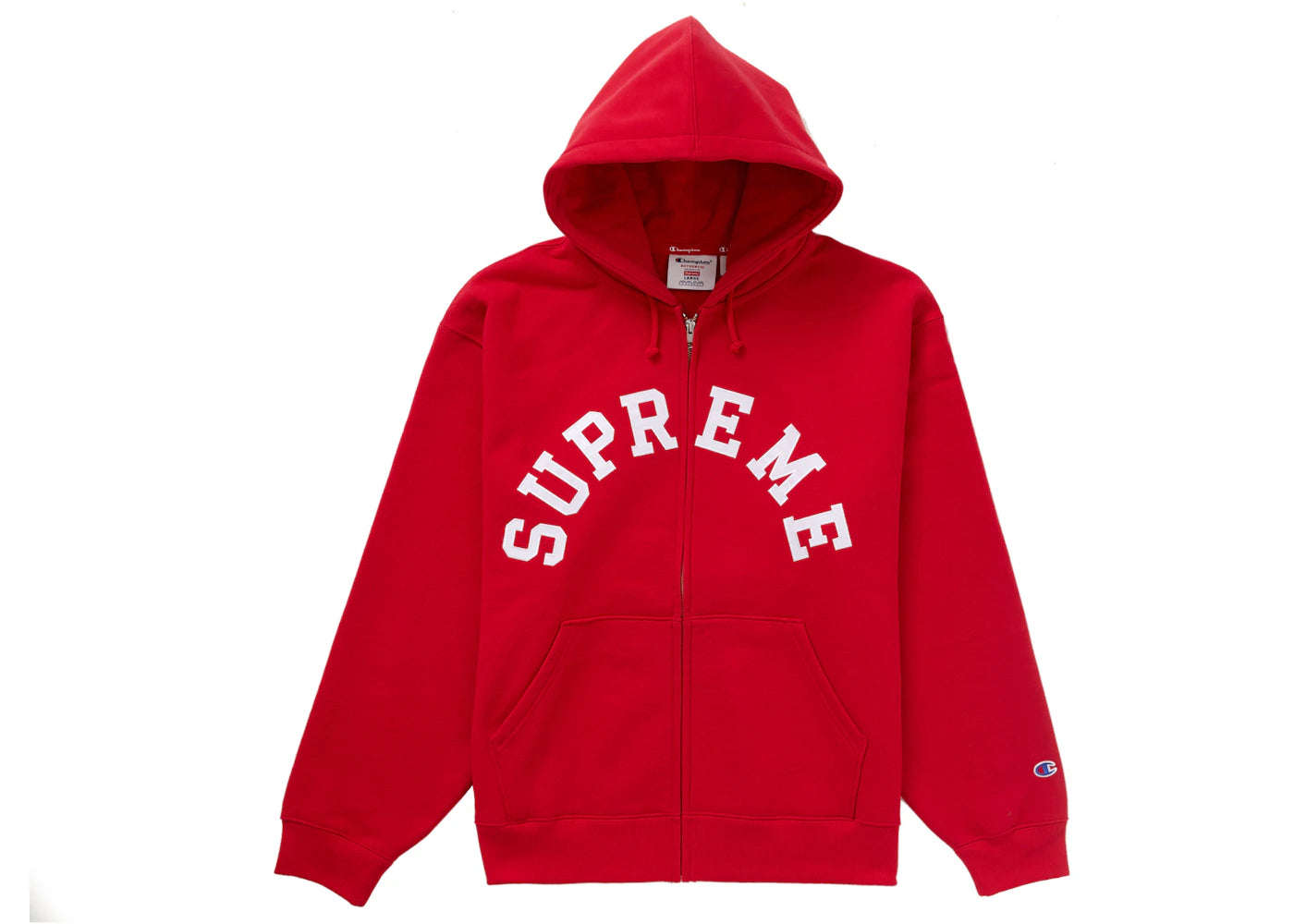 Supreme Champion Zip Up Hooded Sweatshirt Red