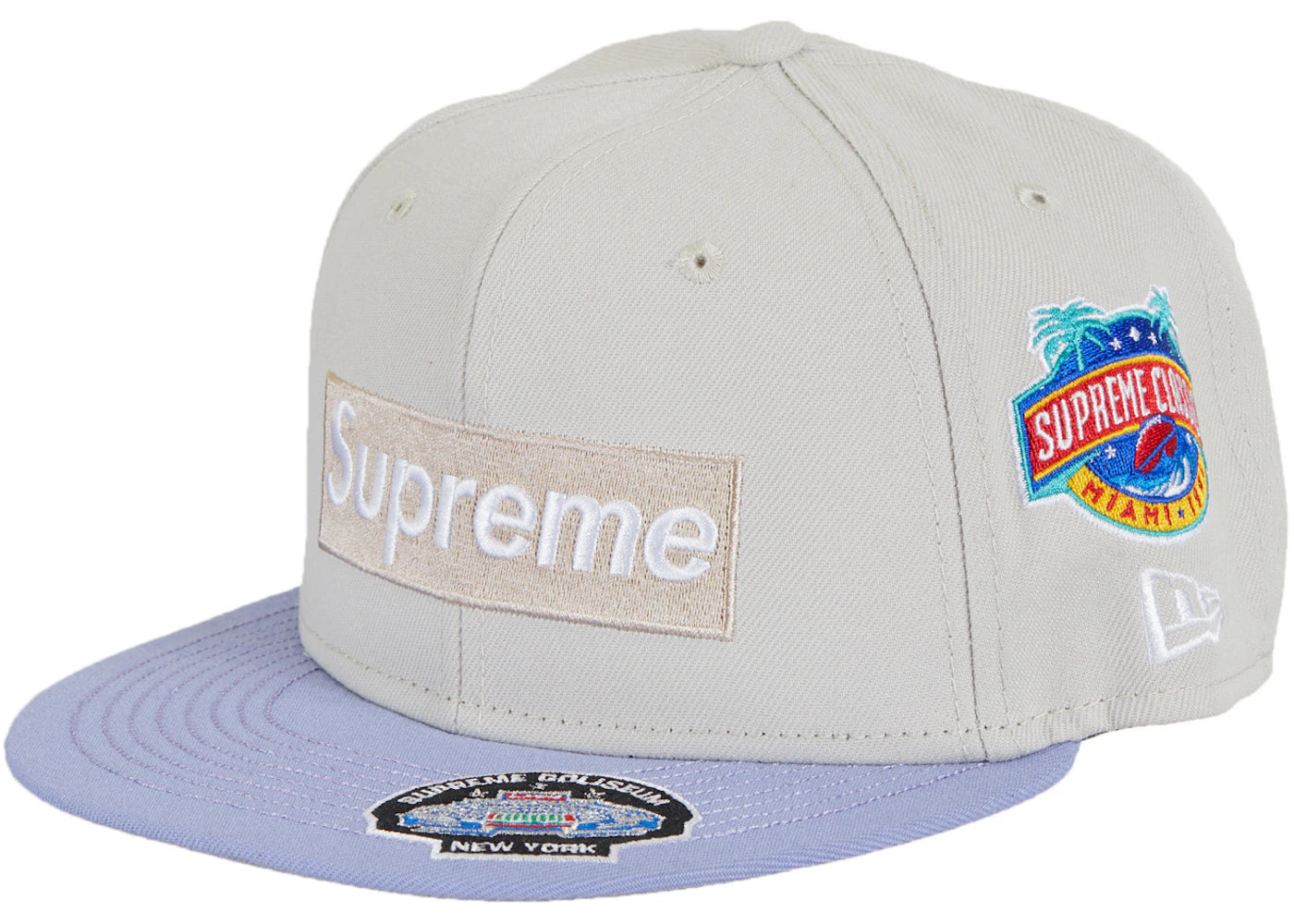 Supreme Championships Box Logo New Era Fitted Hat Light Grey
