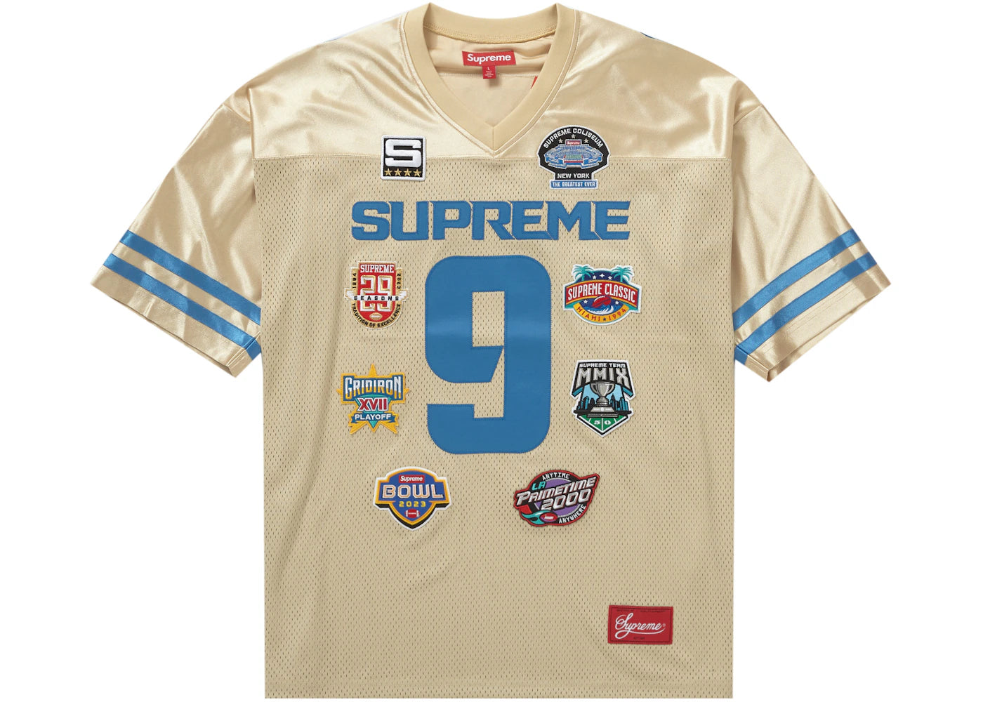 Supreme Championships Embroidered Football Jersey Gold