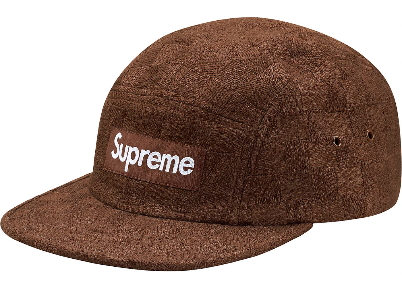 Supreme Checker Weave Camp Cap Brown