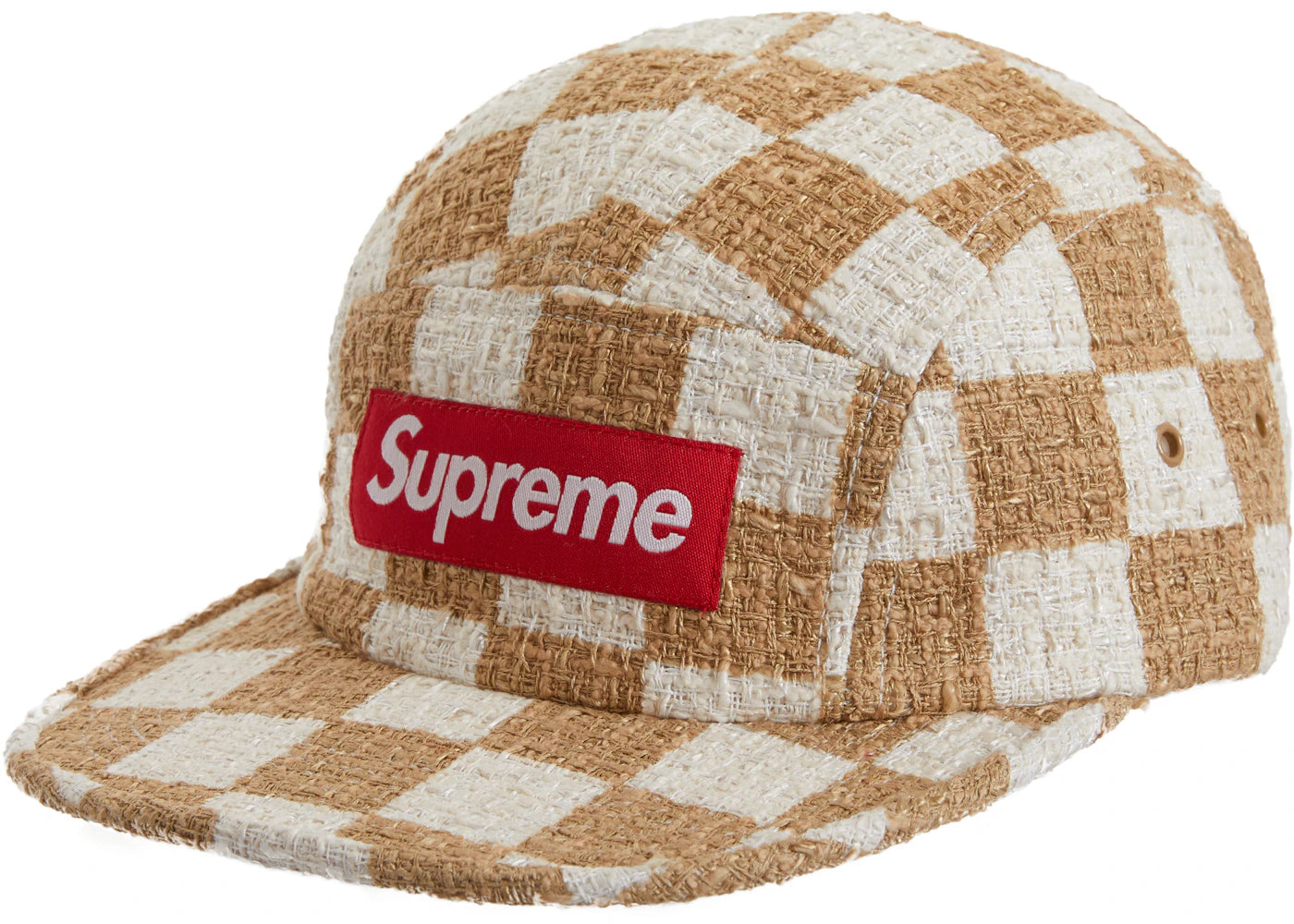 Supreme Checkerboard Boucle Camp Cap Tan