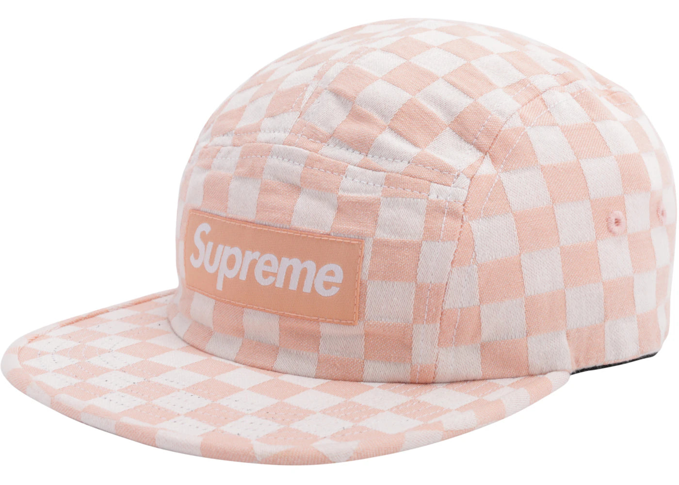 Supreme Checkerboard Camp Cap Peach