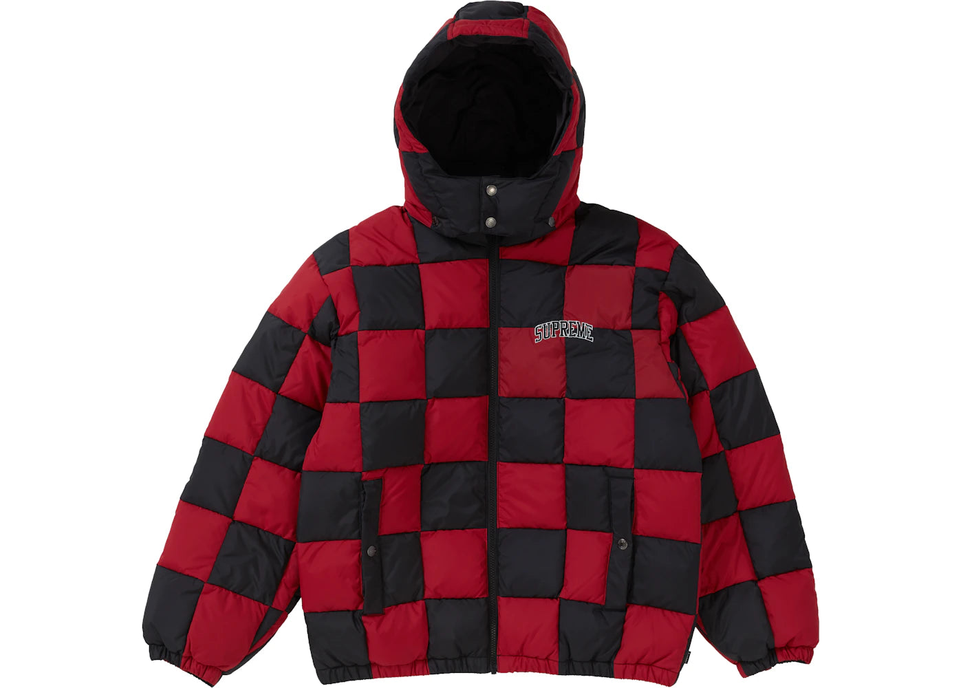 Supreme Checkerboard Puffy Jacket Dark Red