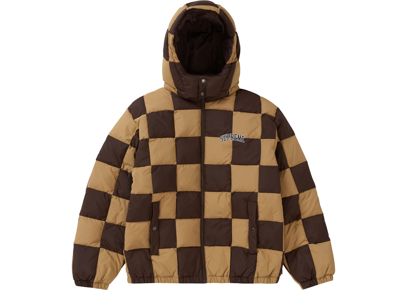 Supreme Checkerboard Puffy Jacket Tan