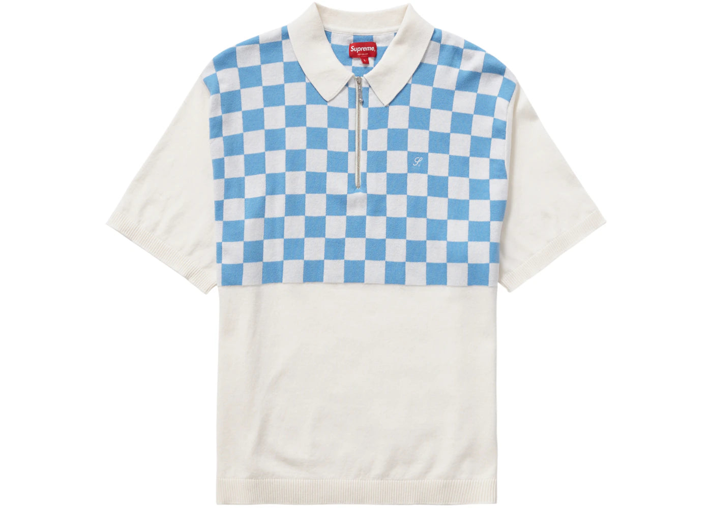 Supreme Checkerboard Zip Polo White