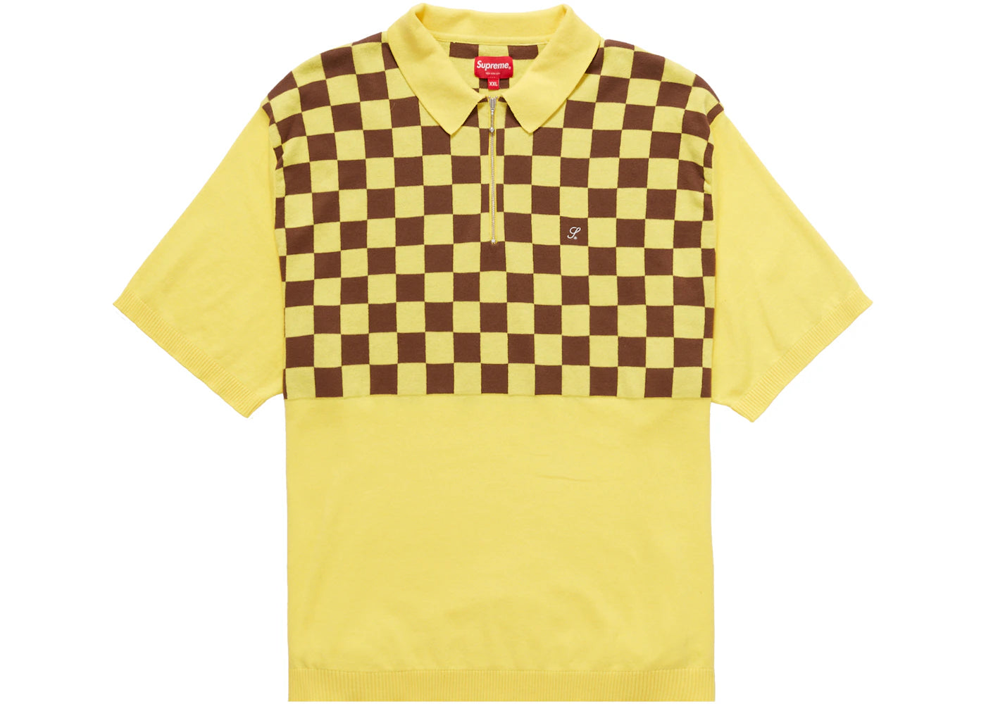 Supreme Checkerboard Zip Polo Yellow