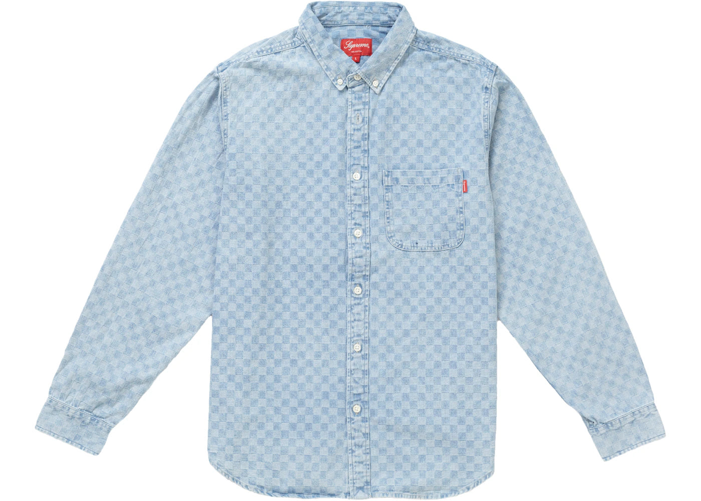 Supreme Checkered Denim Shirt Blue