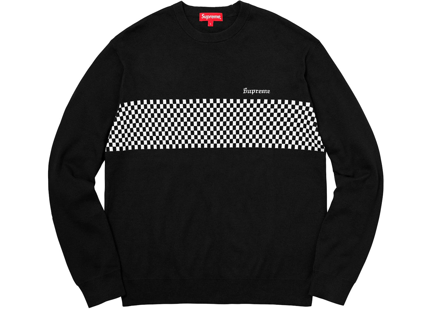 Supreme Checkered Panel Crewneck Sweater Black