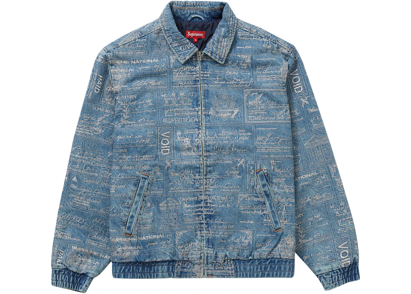 Supreme Checks Embroidered Denim Jacket Blue