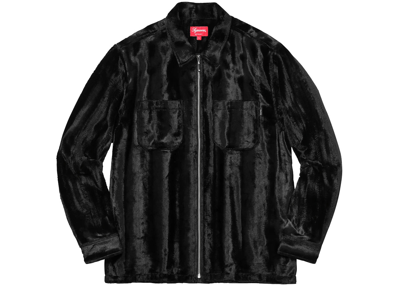 Supreme Cheetah Pile Zip Up Shirt Black