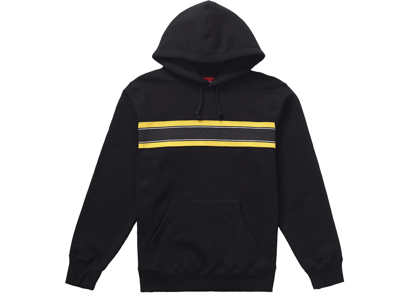 Supreme Chest Stripe Logo Hooded Sweatshirt Black