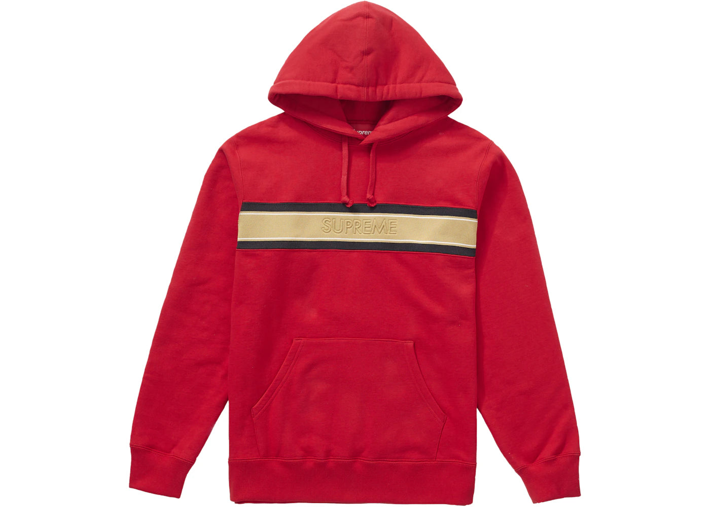 Supreme Chest Stripe Logo Hooded Sweatshirt Red