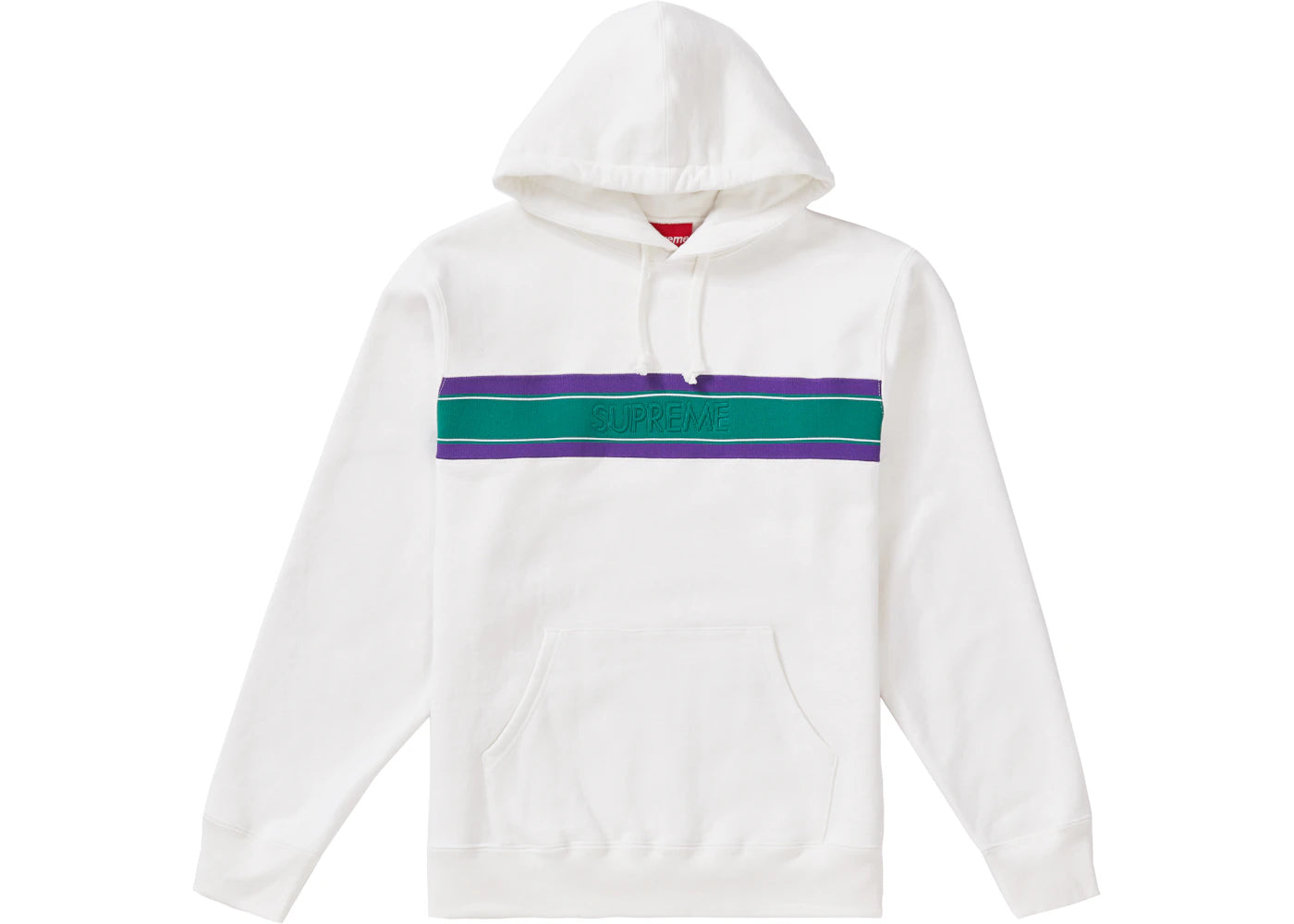 Supreme Chest Stripe Logo Hooded Sweatshirt White