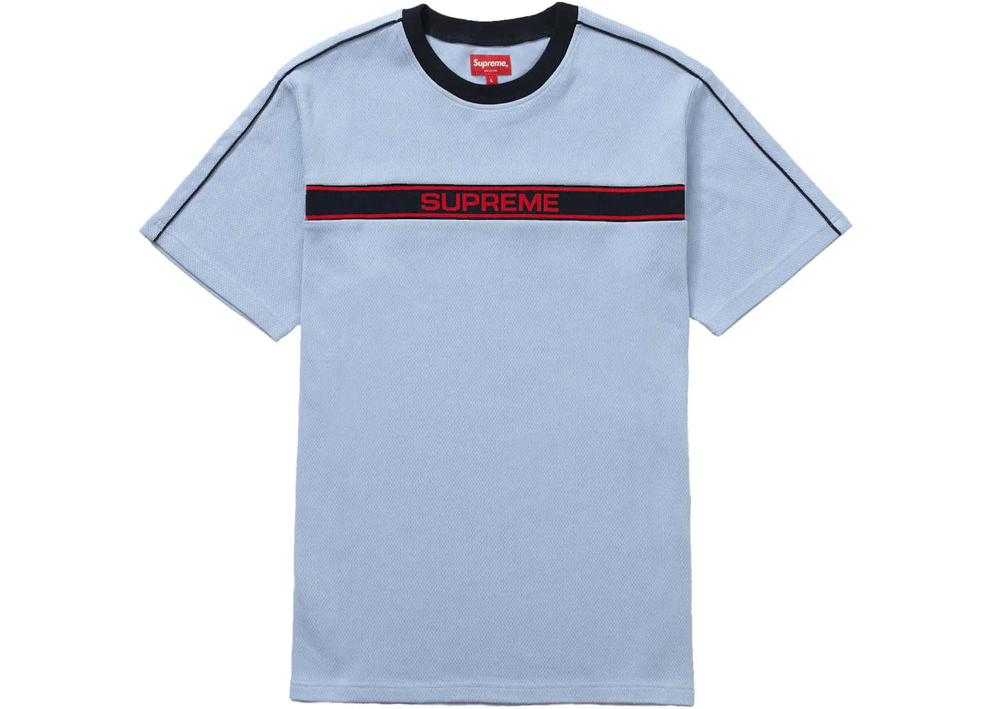 Supreme Chest Stripe Logo S/S Top Light Blue