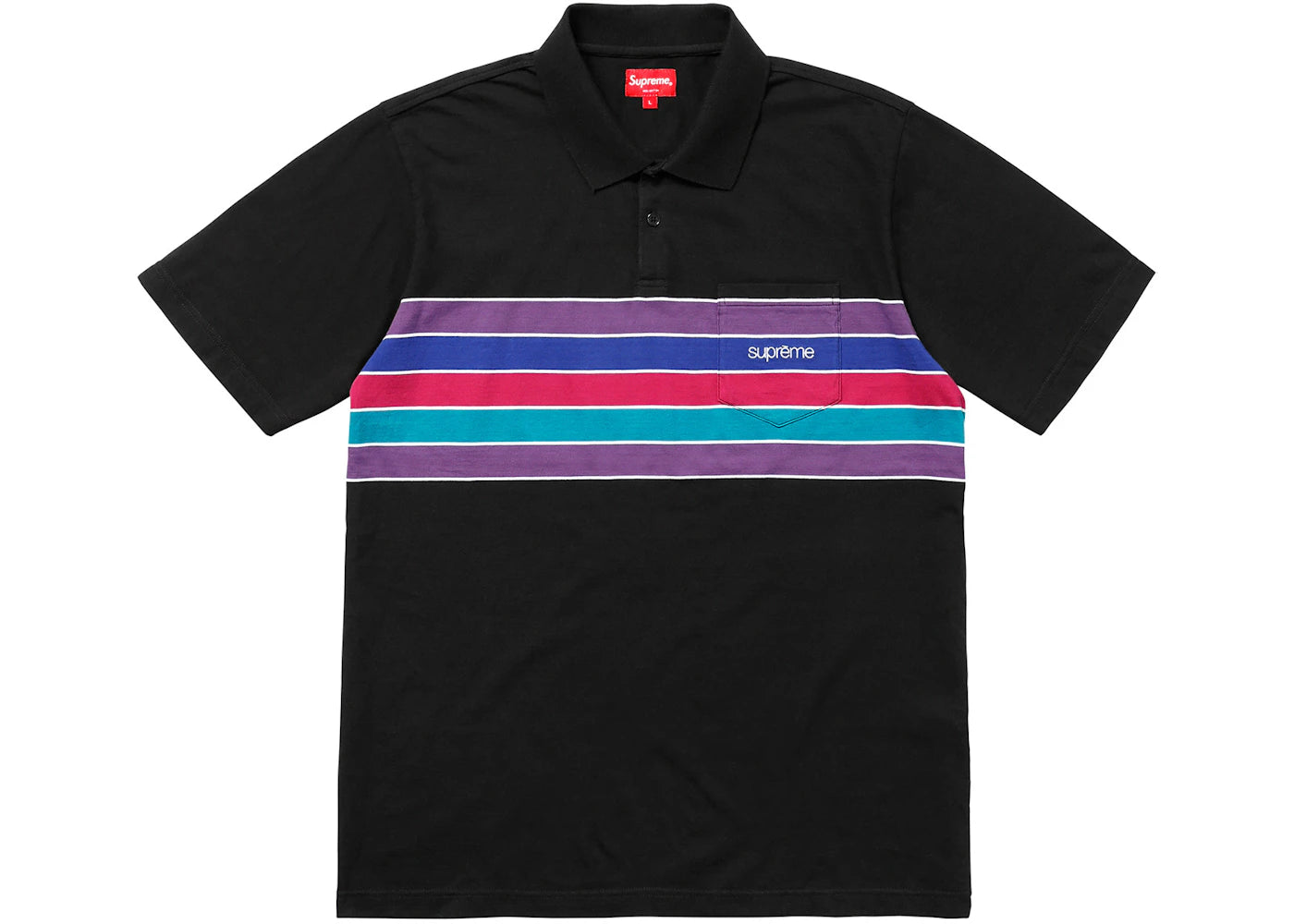 Supreme Chest Stripes Polo Black