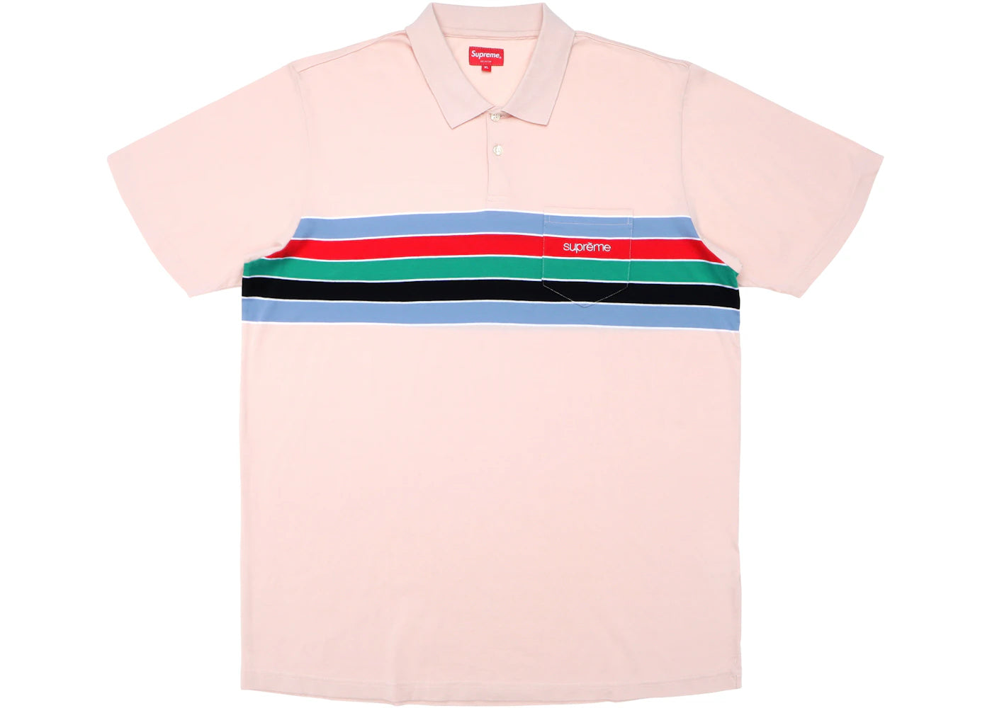 Supreme Chest Stripes Polo Light Pink