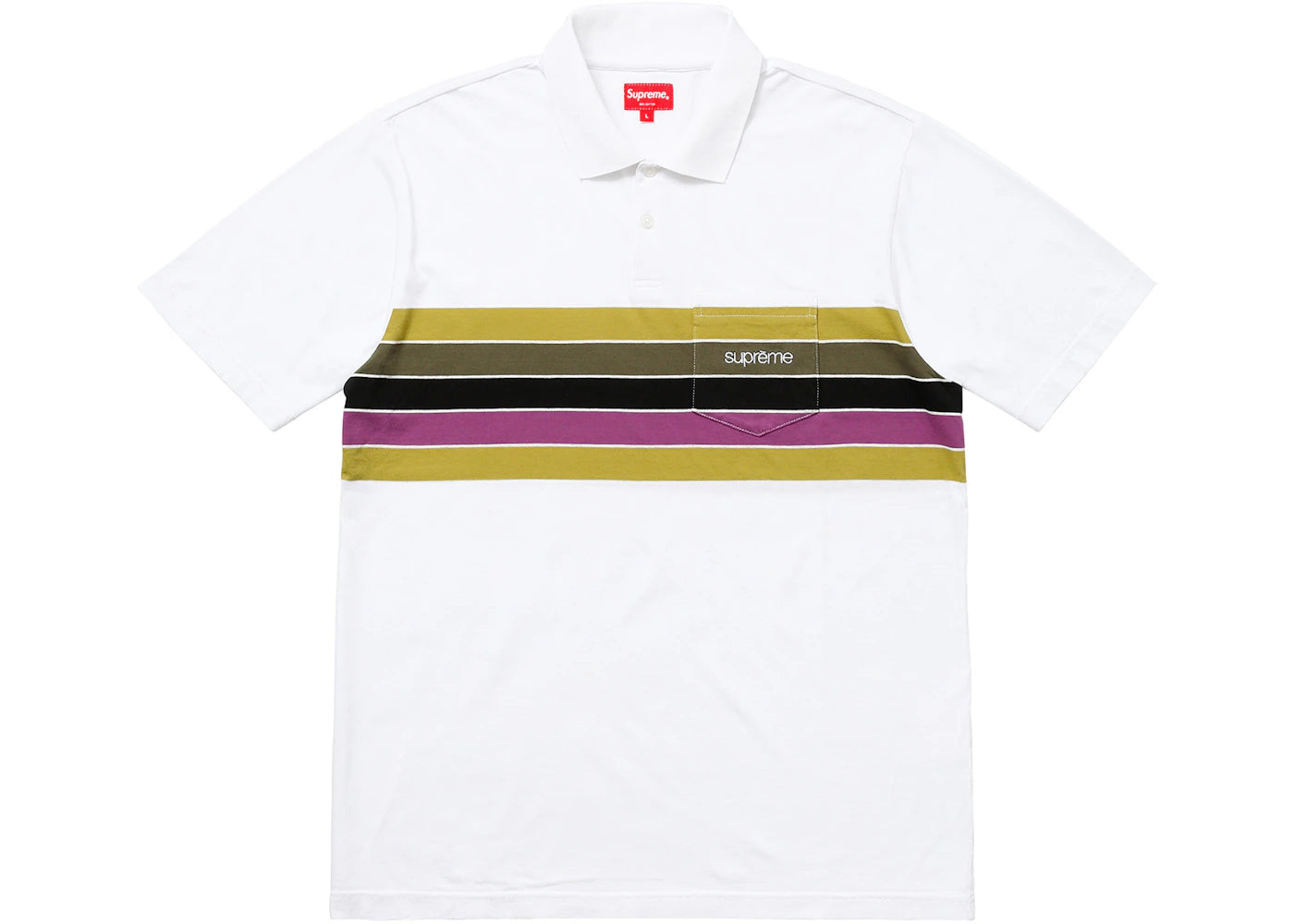 Supreme Chest Stripes Polo White