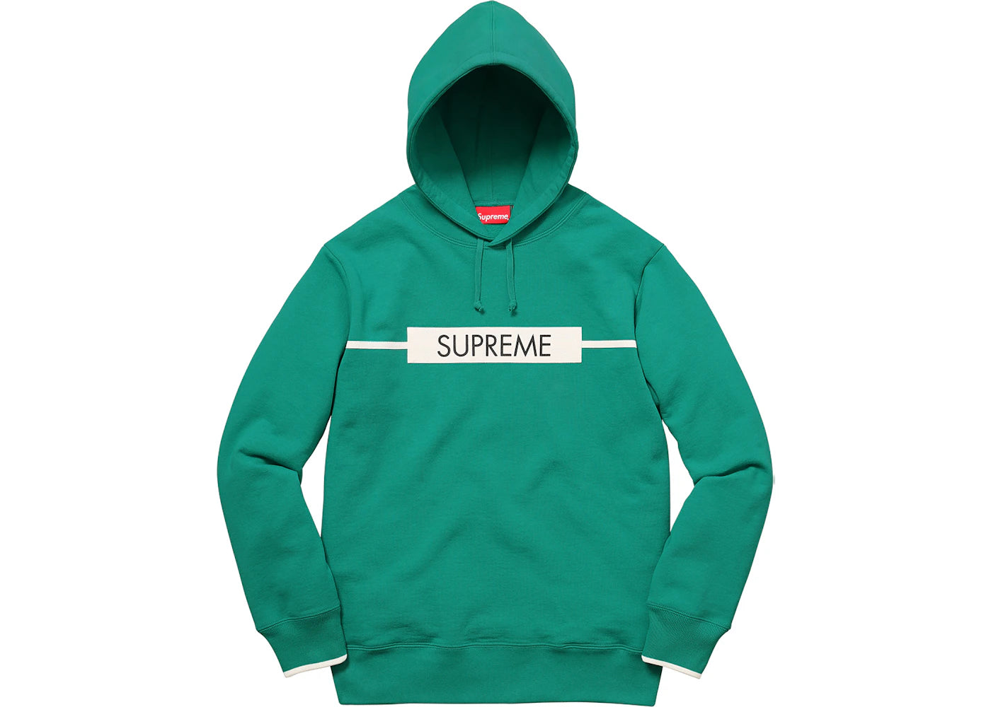 Supreme Chest Twill Tape Hooded Sweatshirt Aqua