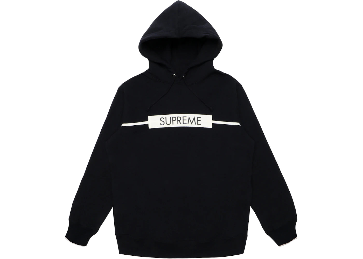 Supreme Chest Twill Tape Hooded Sweatshirt Black