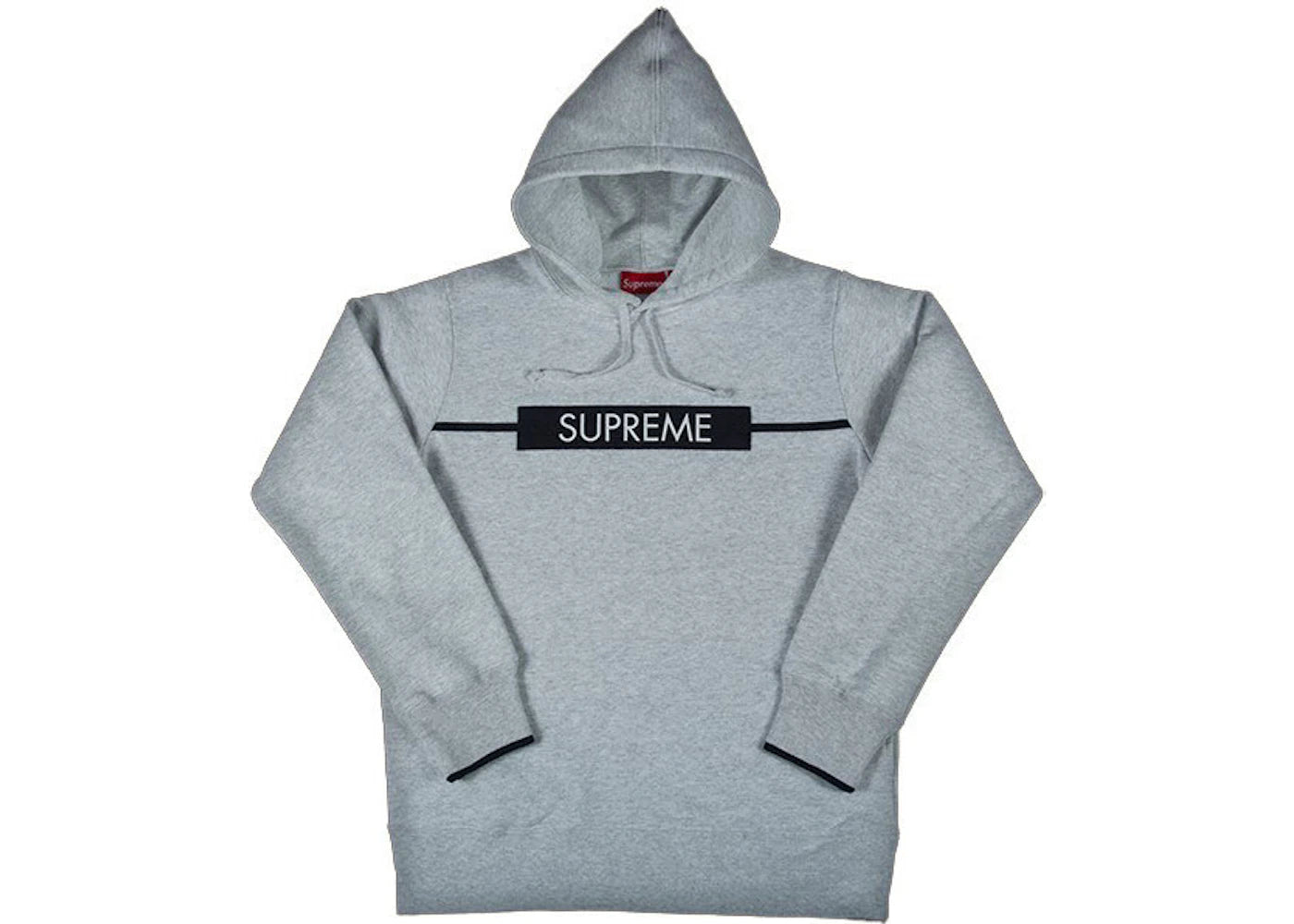 Supreme Chest Twill Tape Hooded Sweatshirt Grey