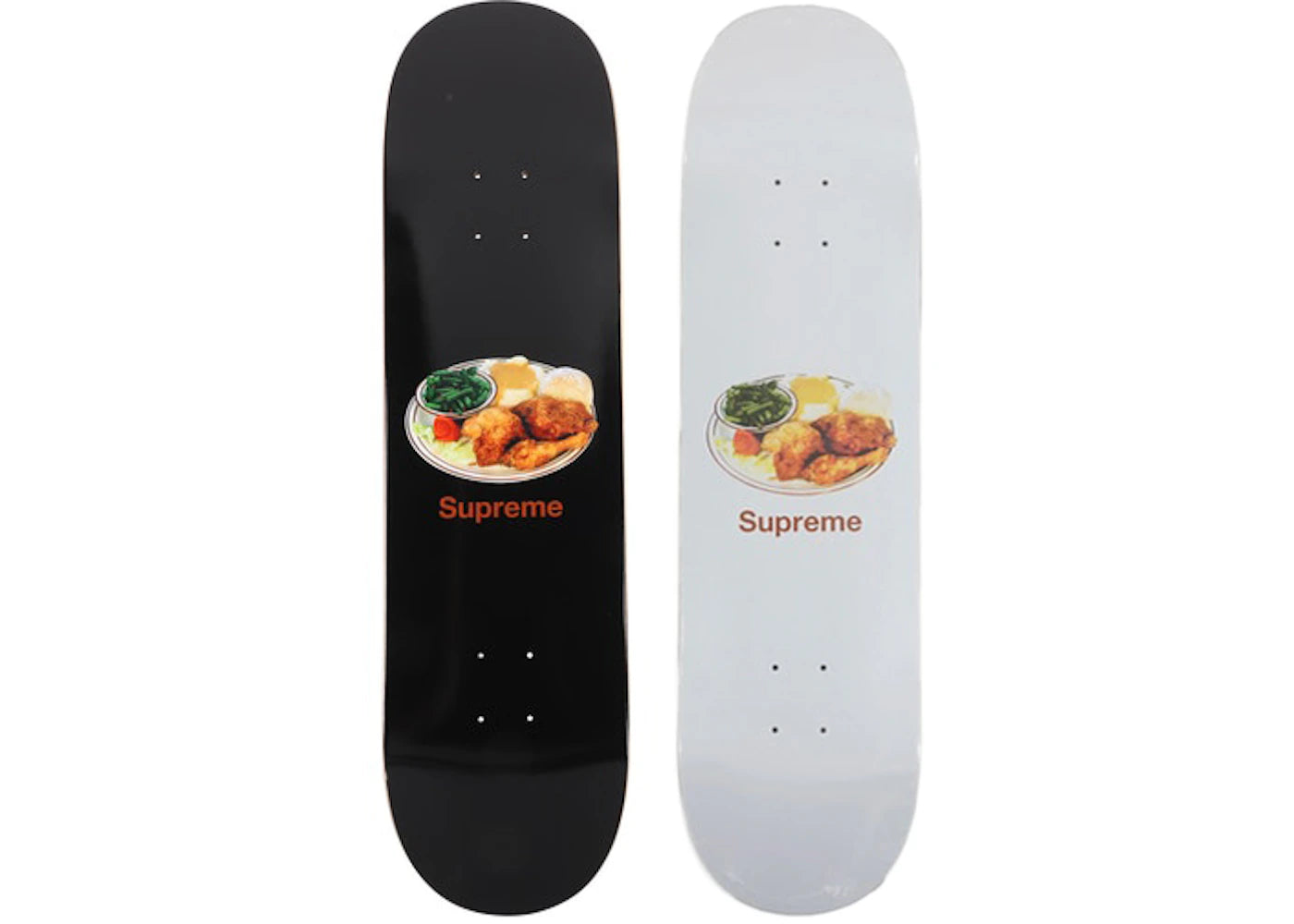 Supreme Chicken Dinner Skateboard Deck Black/White Set