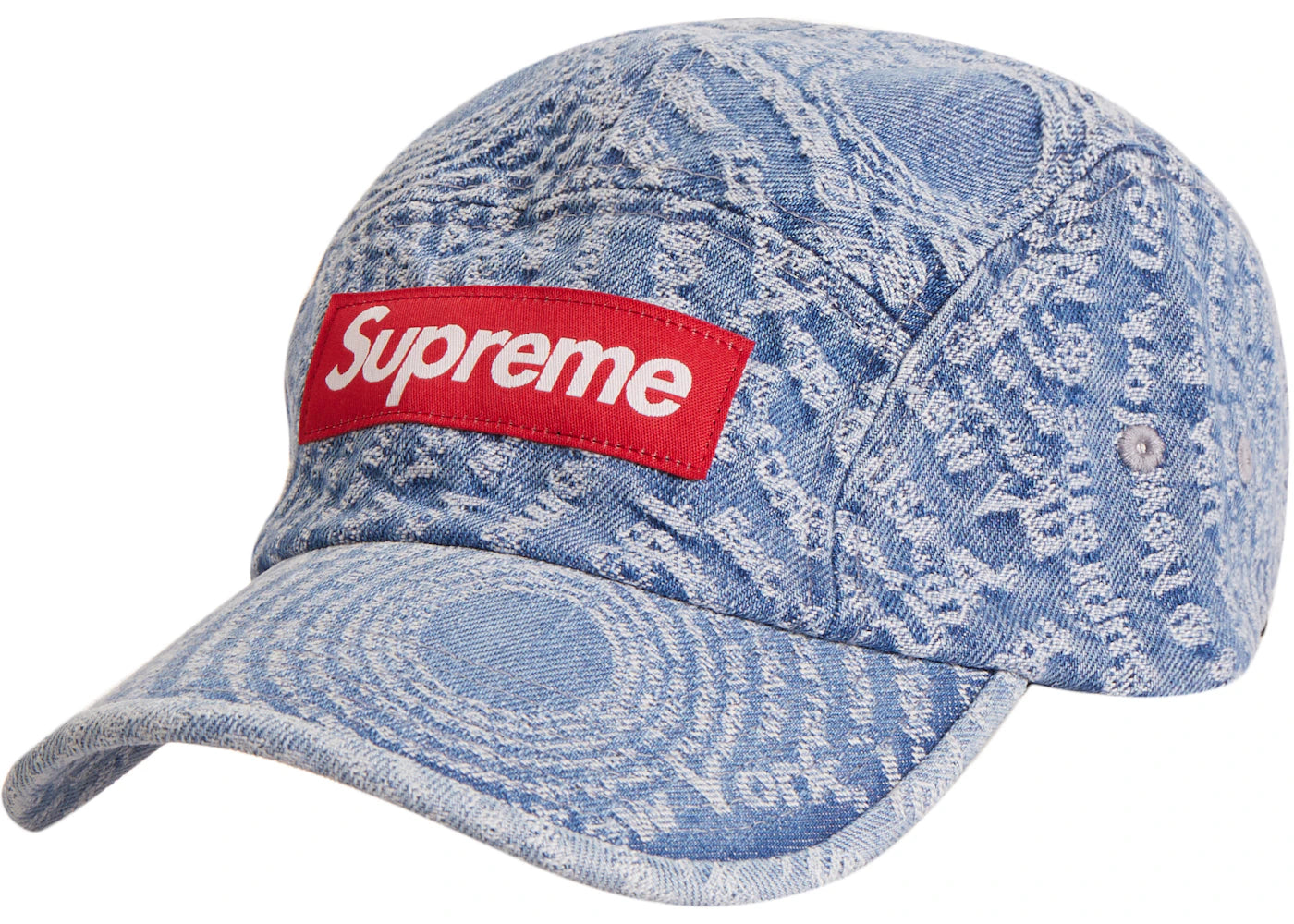 Supreme Circles Jacquard Denim Camp Cap Blue