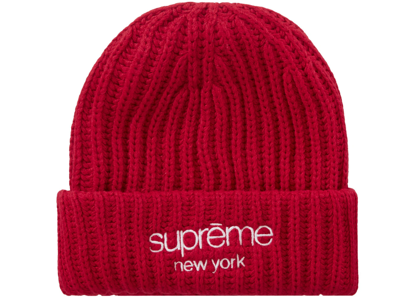 Supreme Classic Logo Chunky Ribbed Beanie Red